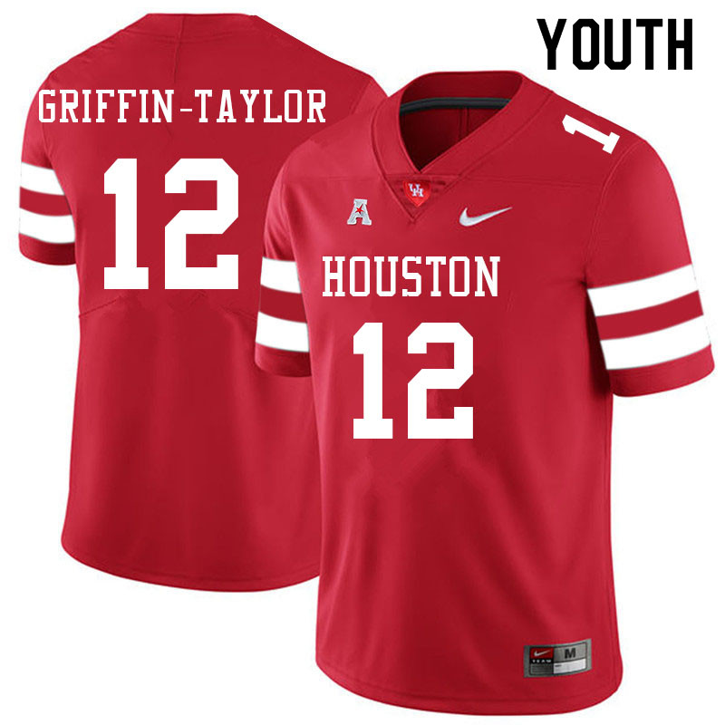 Youth #12 Demarcus Griffin-Taylor Houston Cougars College Football Jerseys Sale-Red - Click Image to Close
